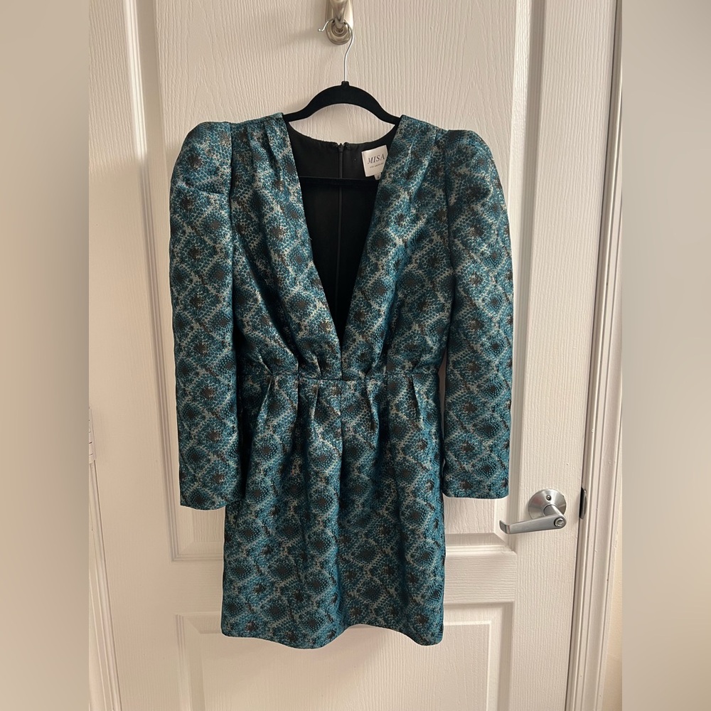 Elegant Teal Plunge Dress